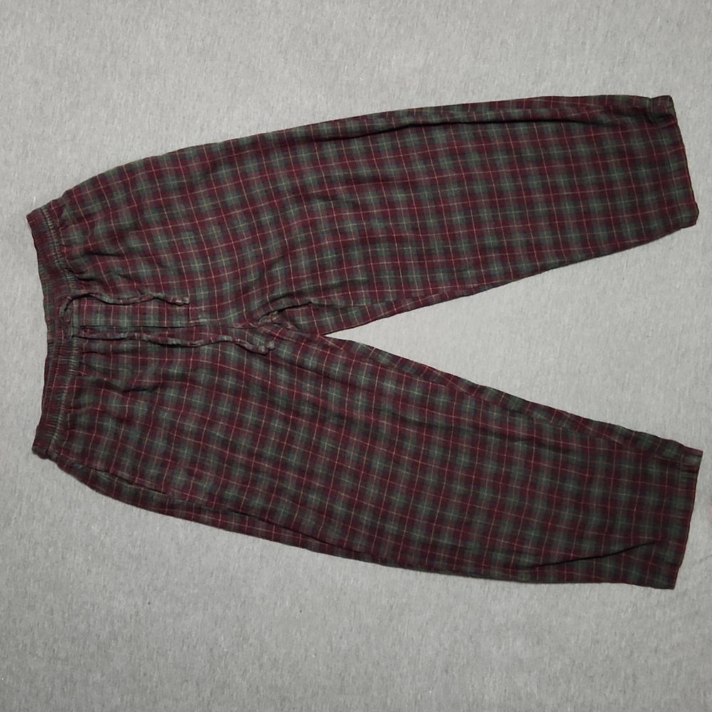 Vintage Nautica Red & Green Plaid Pajama Elastic Waist Lounge Sleep House Pants